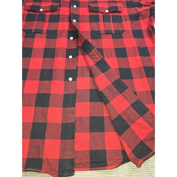 Vintage Polo Ralph Lauren Flannel Shirt Men's Large Buffalo Red Plaid Button Up - Picture 4 of 13